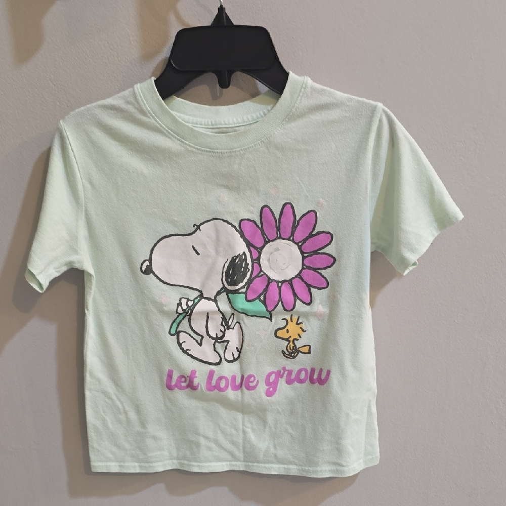 Used Girls Size Large Size 10 Peanuts Snoopy Kids T-Shirt - Light Green
